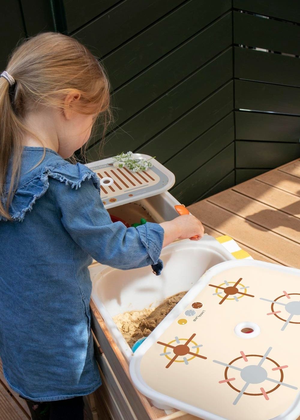 Ikea Trofast Box Matschküche Erdig und Feurig sand Spielansicht