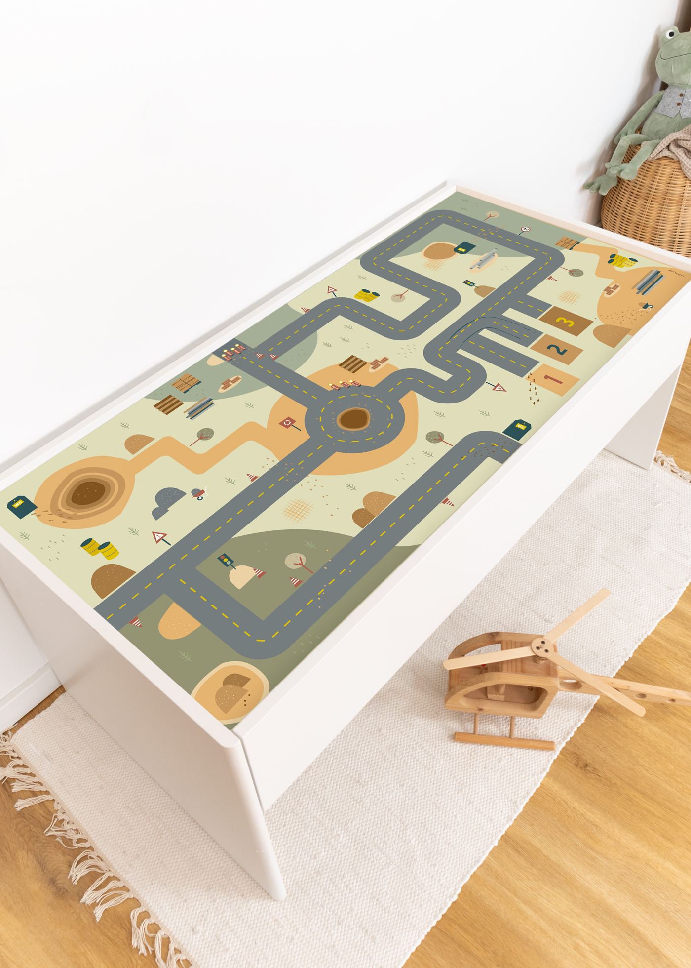 Spielstraße Klebefolie für IKEA Spieltisch Spielstraße Klebefolie für IKEA Spieltisch mit Baustellenmotiv