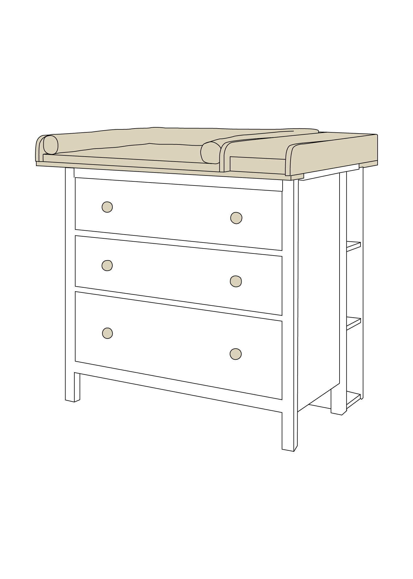 Set for IKEA HEMNES as changing unit in beige (5 products)