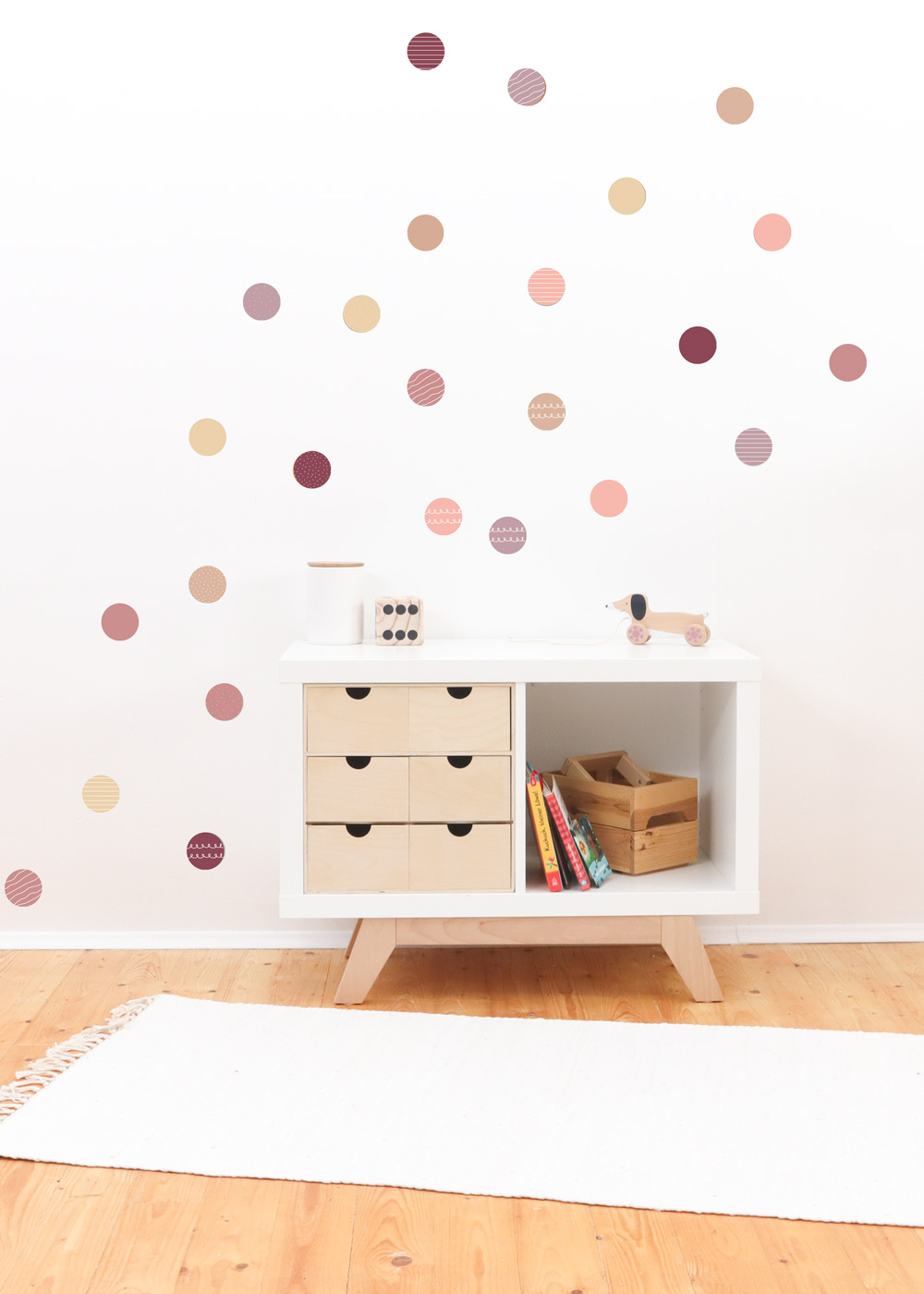 stickerset wand moebel polka dots rosenholz toffee 1