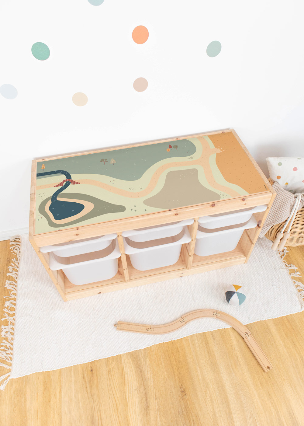 Klebefolie für Ikea Trofast Kinderzimmer Regal mit Wiese-Motiv Klebefolie für Ikea Trofast Kinderzimmer Regal mit Wiese-Motiv
