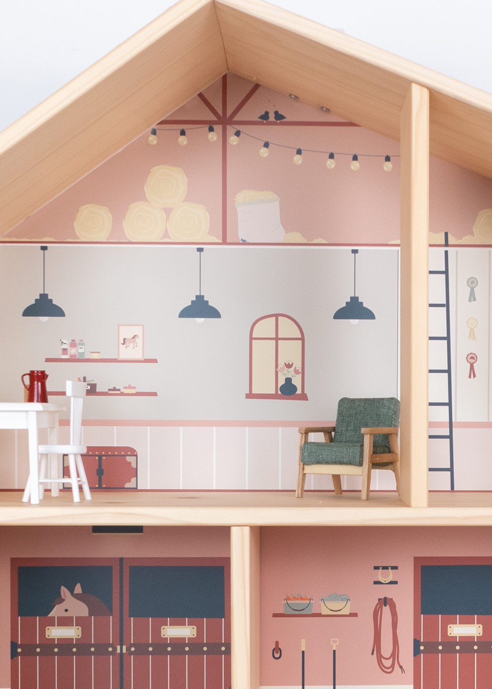 Puppenhaus Klebefolie Pferdestall Puppenhaus von Ikea mit Limmaland Klebefolie mit Pferdestall Motiv verschönern