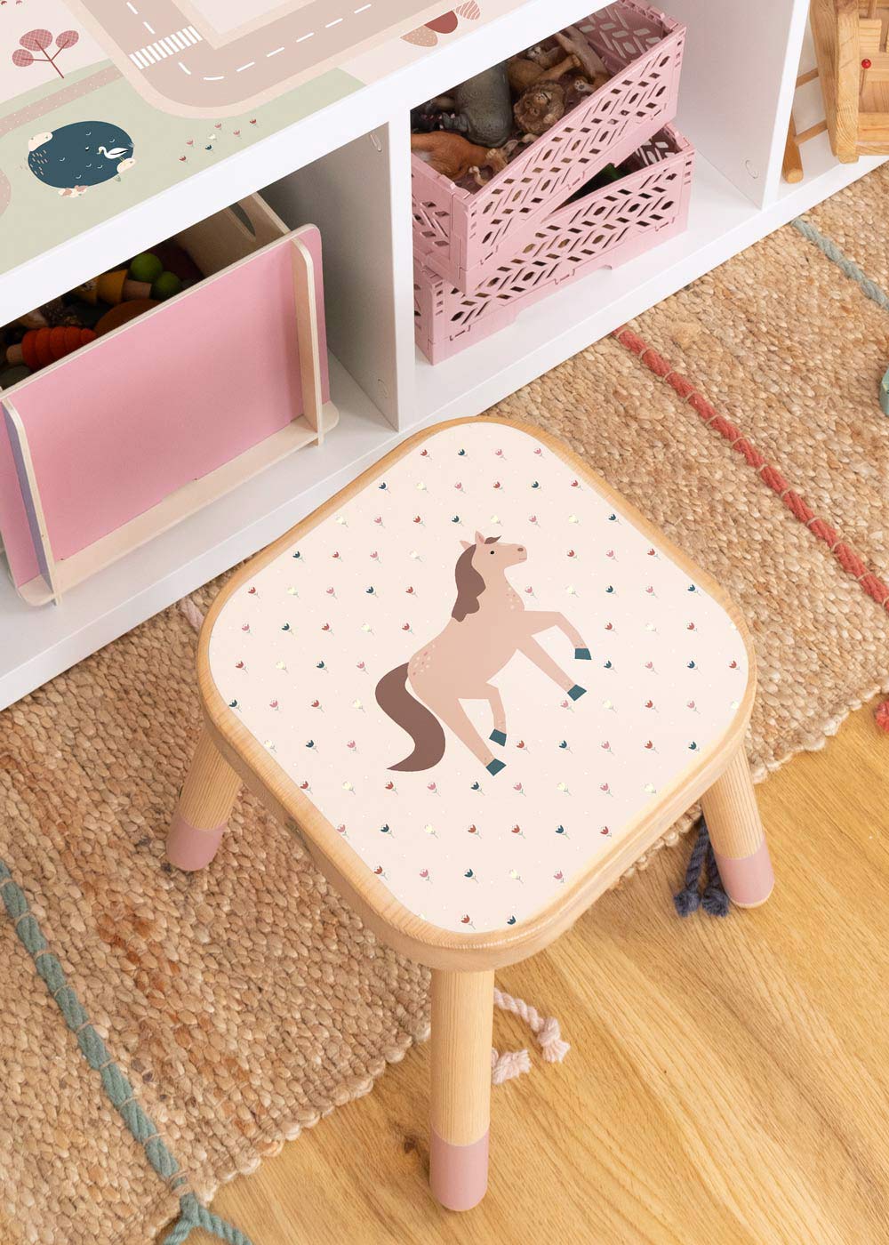 Pferd Klebefolie für Ikea Flisat Kinderhocker personalisierbar Pferd Klebefolie für Ikea Flisat Kinderhocker personalisierbar