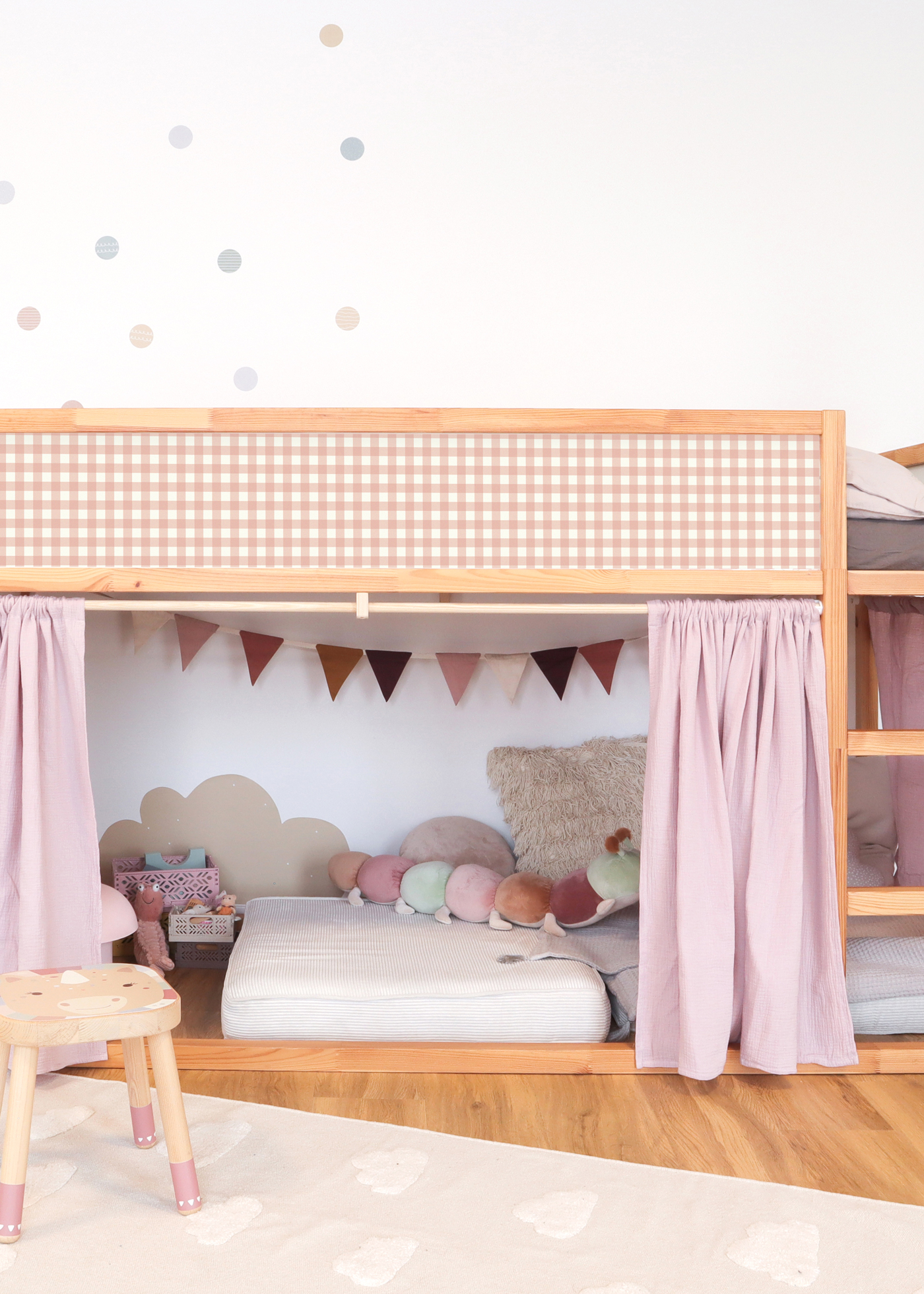 klebefolie ikea kura hochbett vichy karo rosa 2er set 1