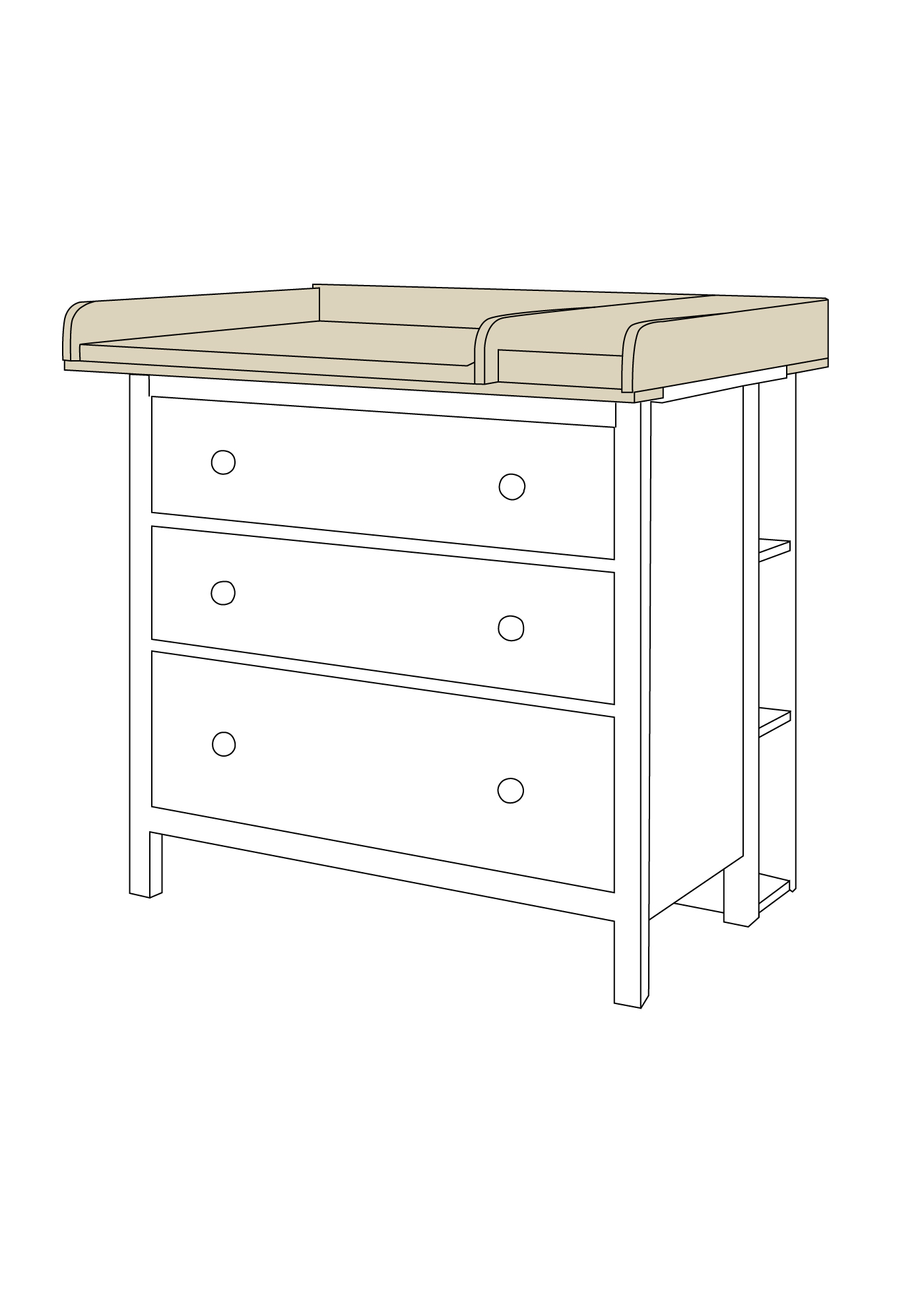 Set for IKEA HEMNES as changing unit in beige (2 products)