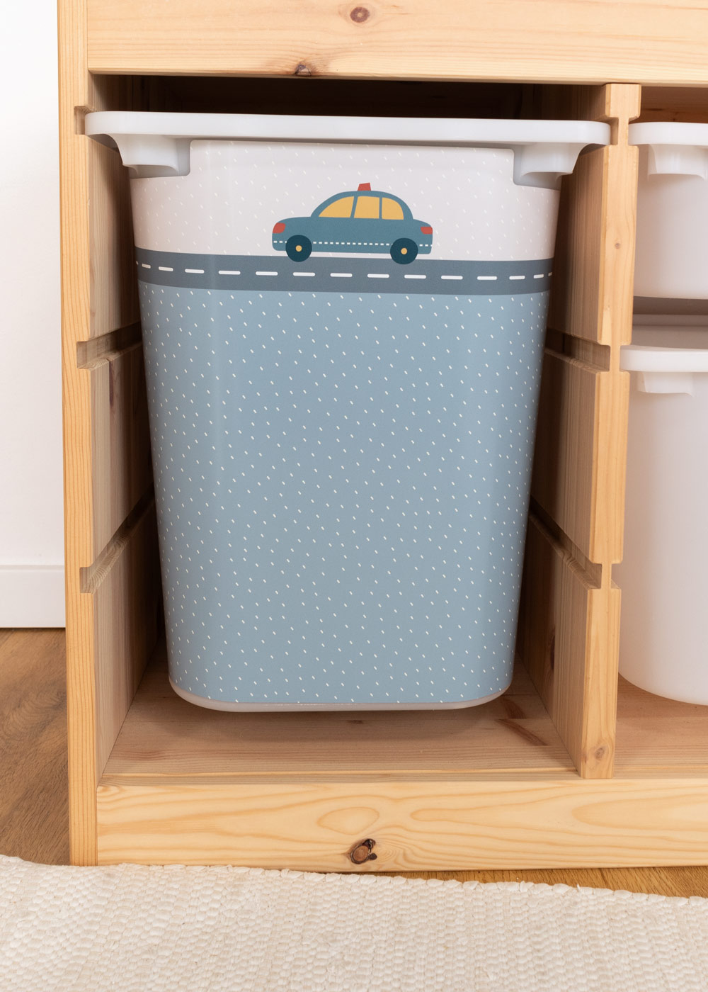 Klebefolien mit Automotiv für Ikea Trofast Boxen Trofast Ikea Aufbewahrungsboxen mit Limmaland Klebefolie mit Automotiven verschönern