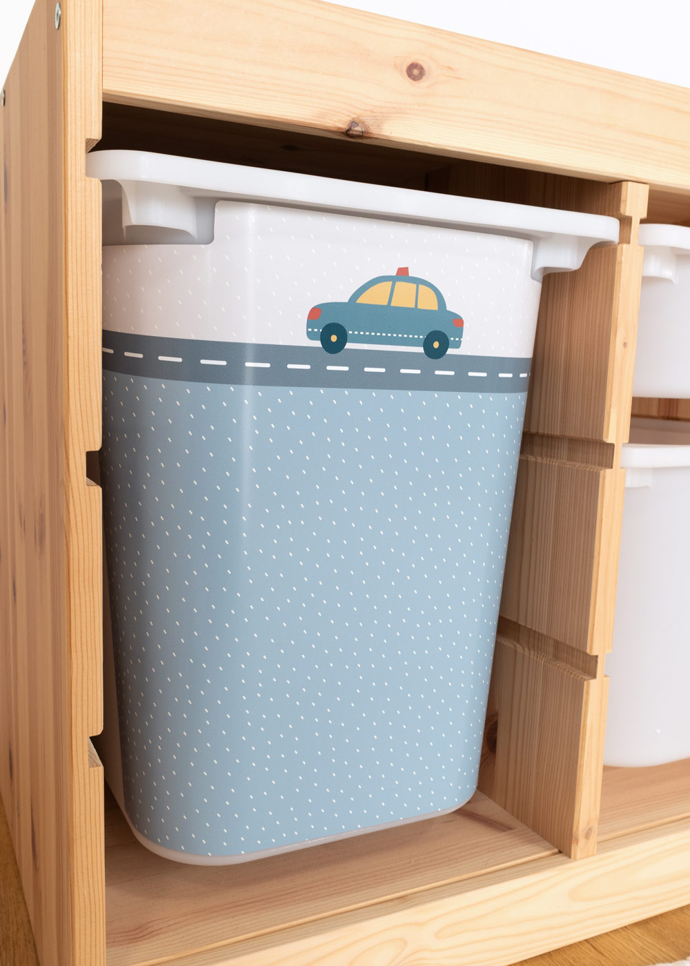 Klebefolien mit Automotiv für Ikea Trofast Boxen Trofast Ikea Aufbewahrungsboxen mit Limmaland Klebefolie mit Automotiven verschönern