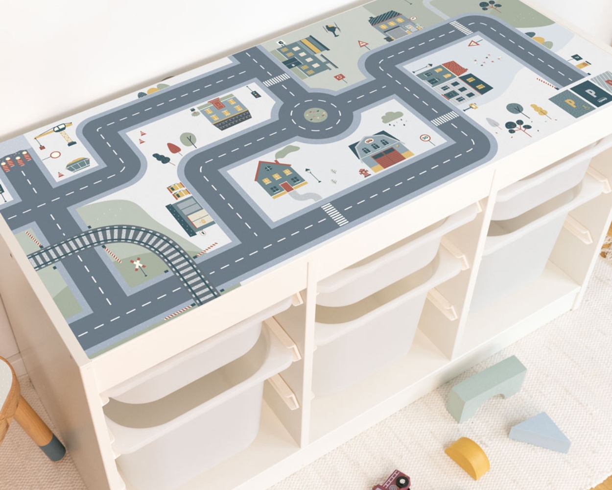Kinderzimmer Jungs einrichten: Spielstraße Gestalte deinen eigenes Regal mit unseren Spielstraße-Klebefolien für dein Kinderzimmer Jungs
