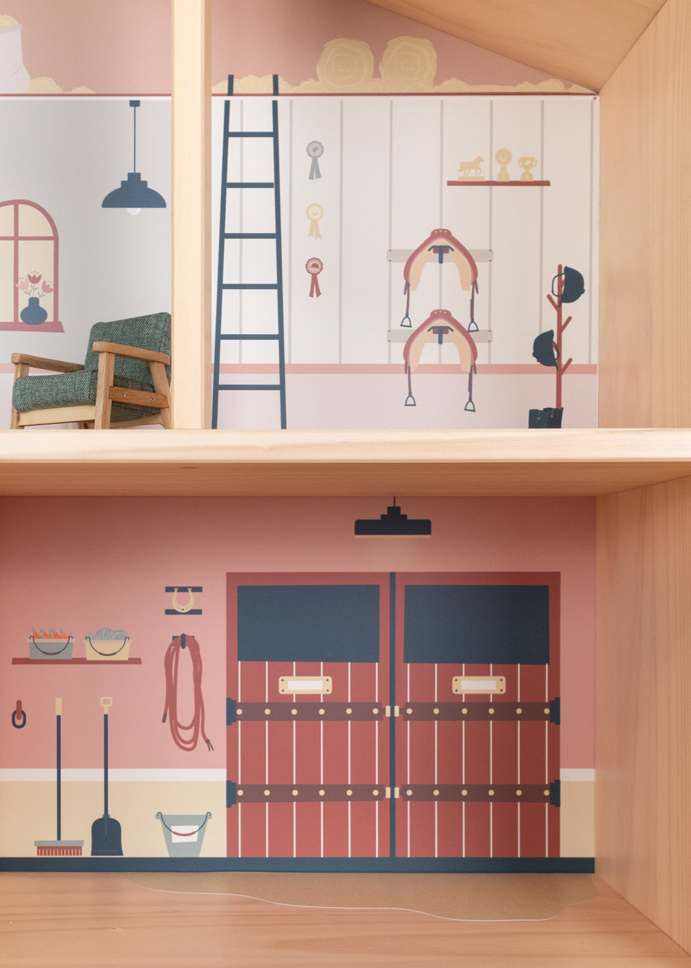 Puppenhaus Klebefolie Pferdestall Puppenhaus von Ikea mit Limmaland Klebefolie mit Pferdestall Motiv verschönern