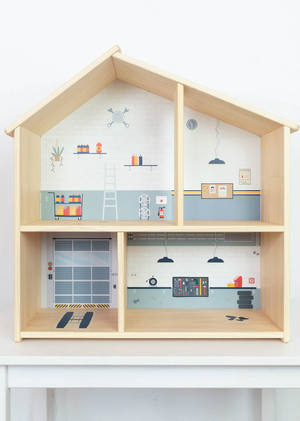  Dollhouse decal Garage Blue IKEA FLISAT dollhouse Wallpaper self-adhesive customisable