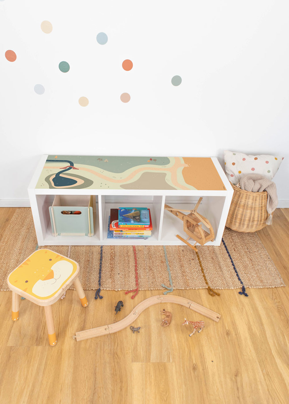 Klebefolie für Ikea Kallax Kinderzimmer Regal mit Wiese-Motiv