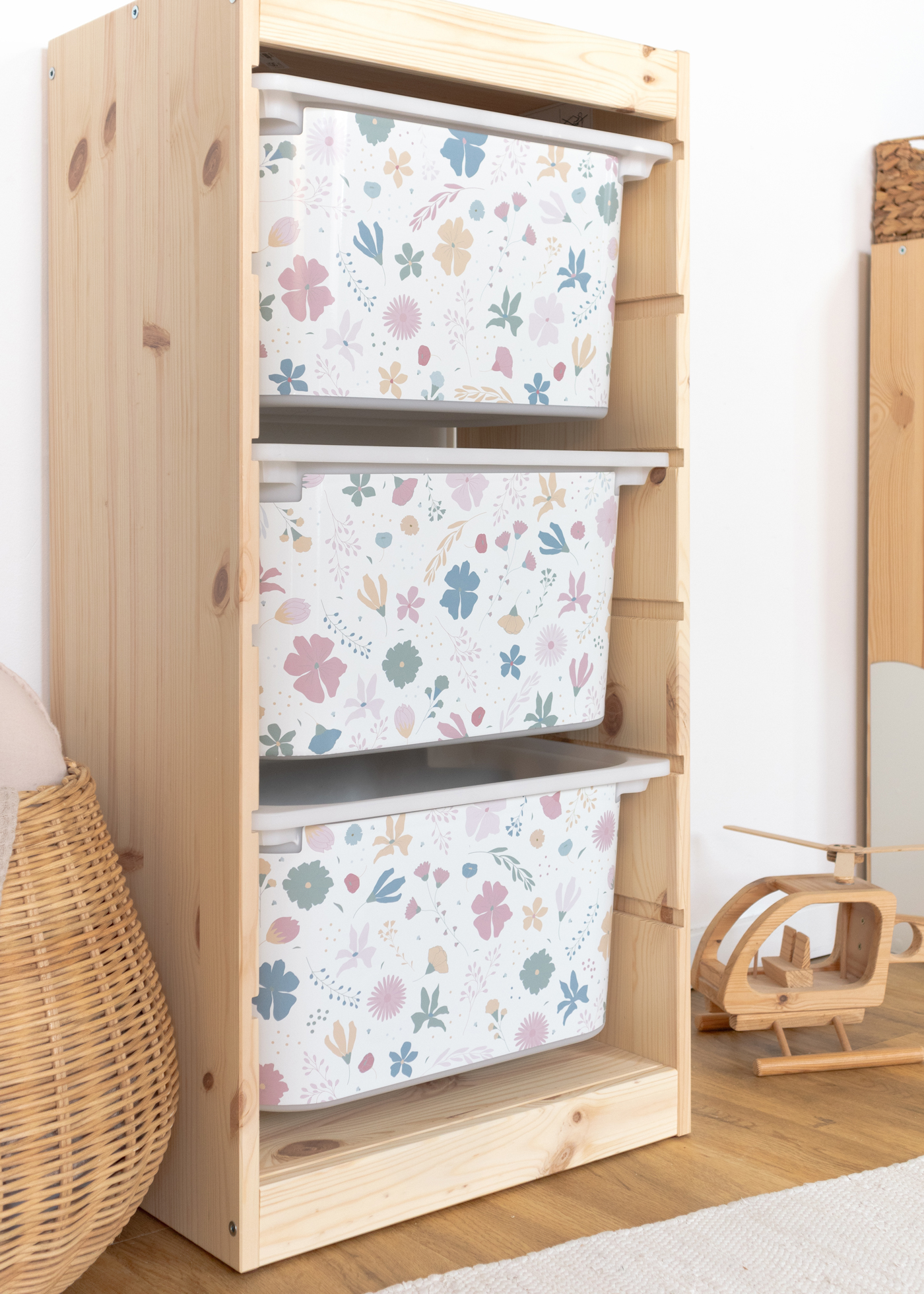 stickerset ikea trofast box mittel laengsseite blumig rosa blau 3er set 3 stickerset ikea trofast box mittel laengsseite blumig rosa blau 3er set