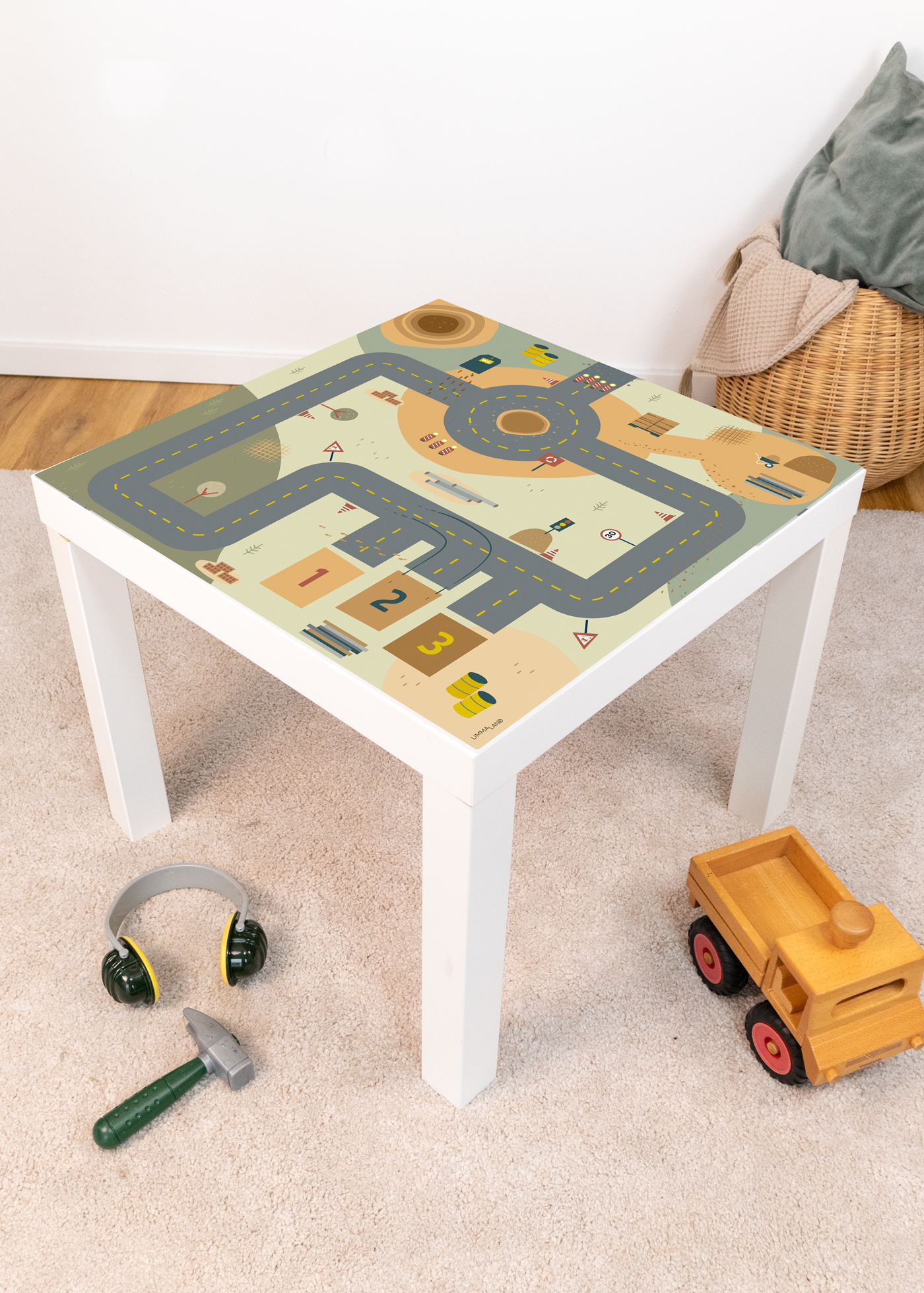 Spieltisch mit Spielstraße Klebefolie Spielstraße Klebefolie für das Kinderzimmer