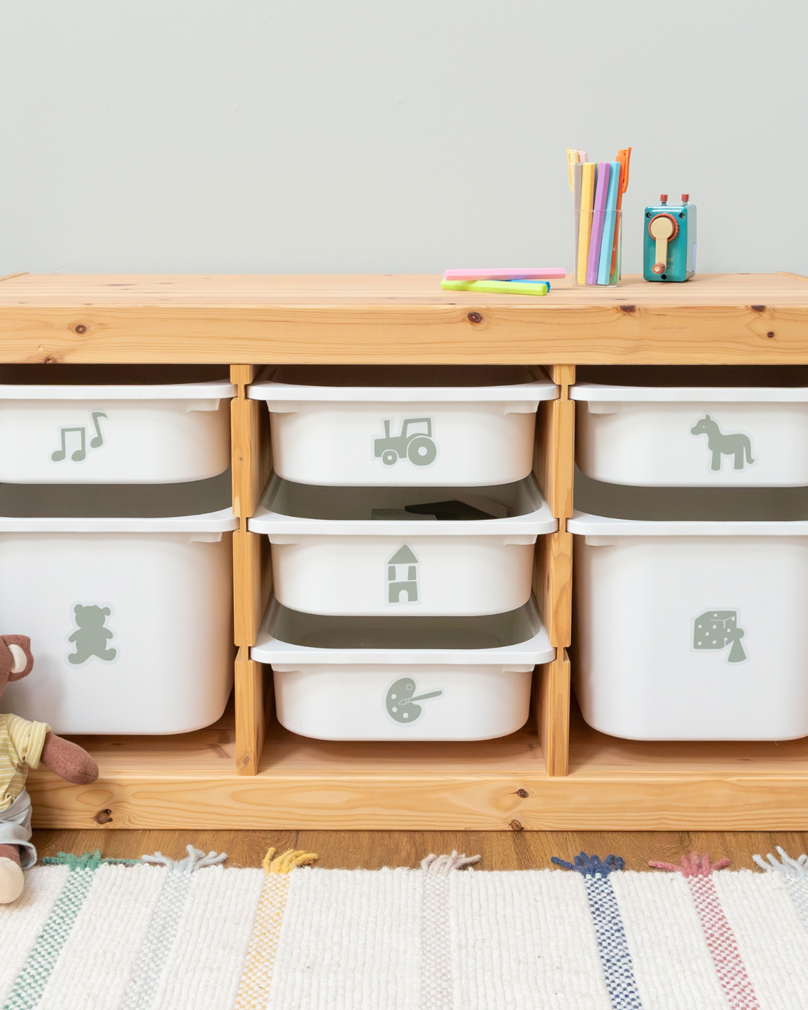 Kleiderschrank, Aufbewahrungsboxen, Holzregal, Kinderzimmer, Spielzeugaufbewahrung