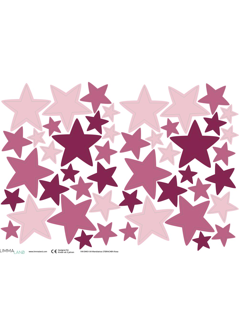 Stickerset Sterne rosa Stickerbogen