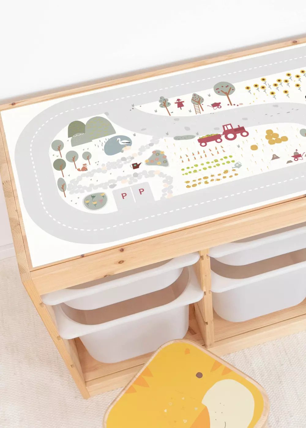 Klebefolie für Ikea Trofast Regal mit Bauernhof Motiv