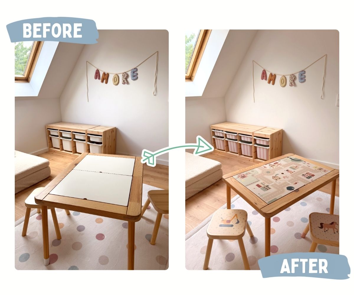 Kinderzimmer, Möbel, Spielzeugtable, Holztisch, Aufbewahrungskästen