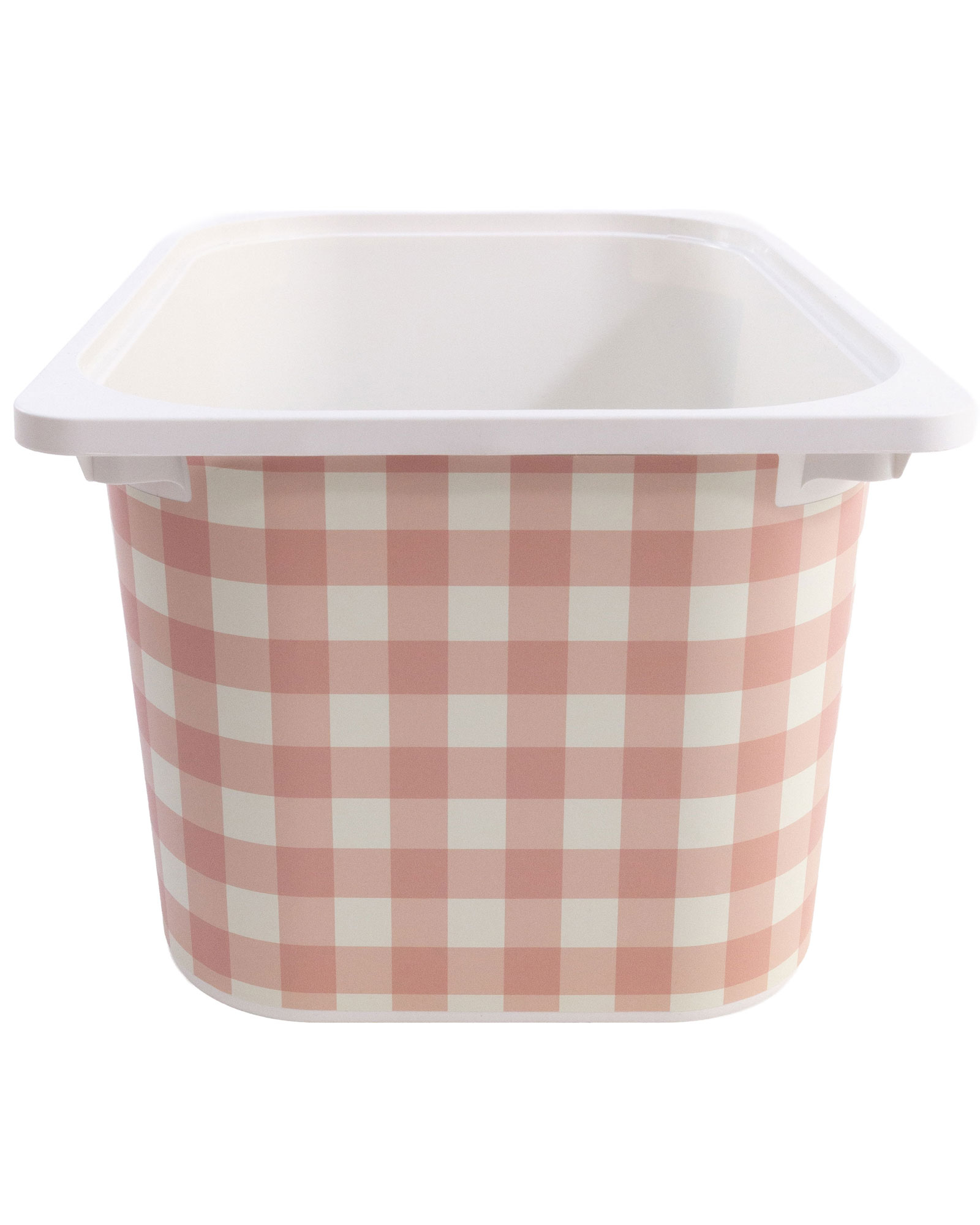 Aufbewahrungsbehälter, Korb, Gingham Muster, Rosa-weiß, Plastikbehälter