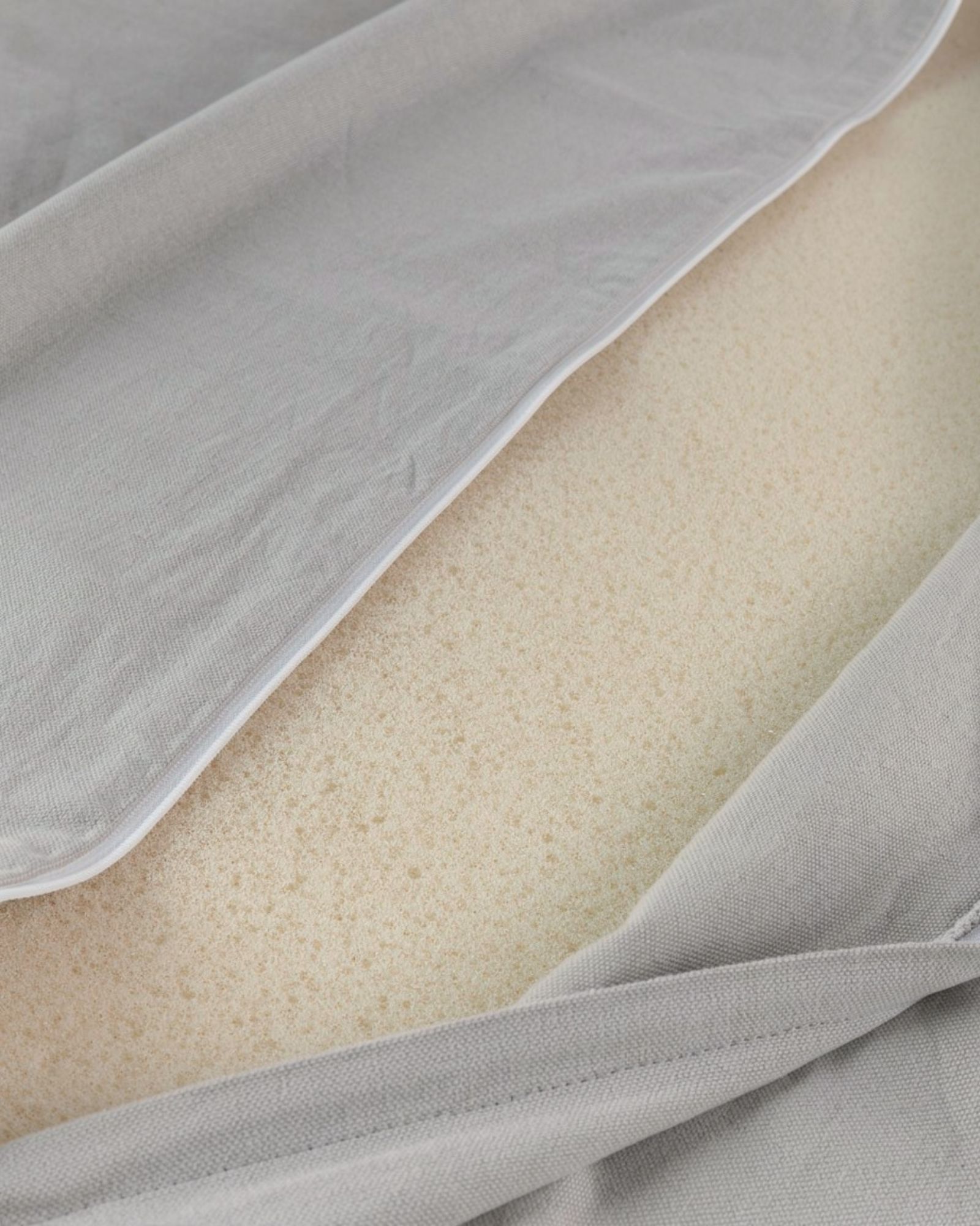 Matratzenauflage, Einlegelaken, Grau Stoff, Beige Schaum, Bettwäsche Set