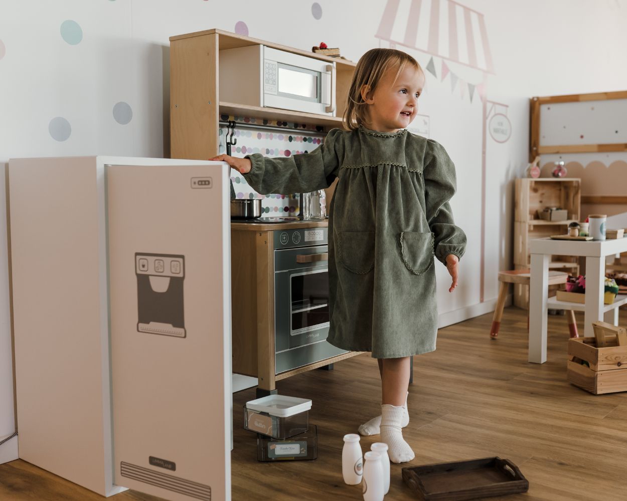 Children kitchen with refrigerator