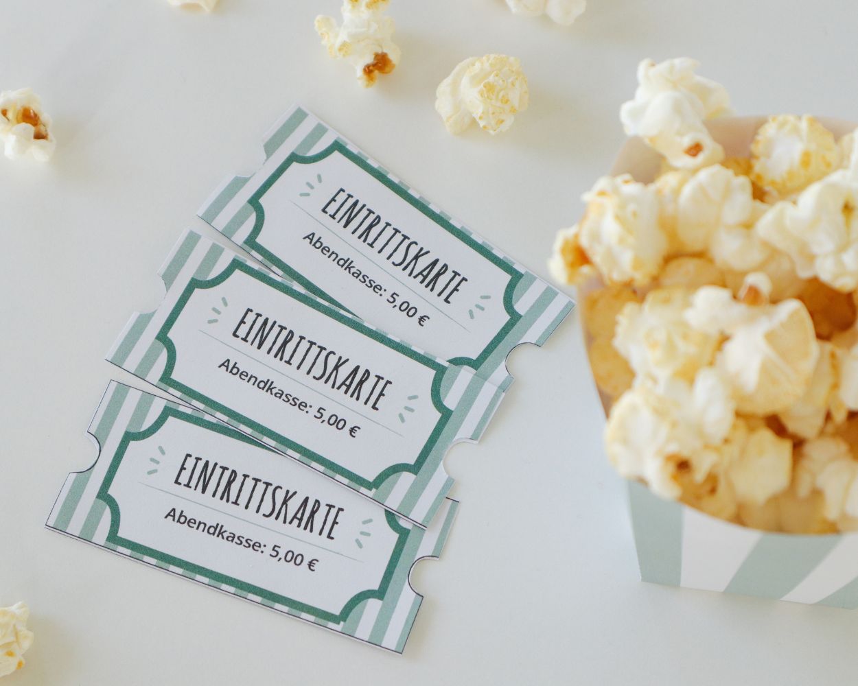 Make your own cinema tickets and popcorn bags - with free download