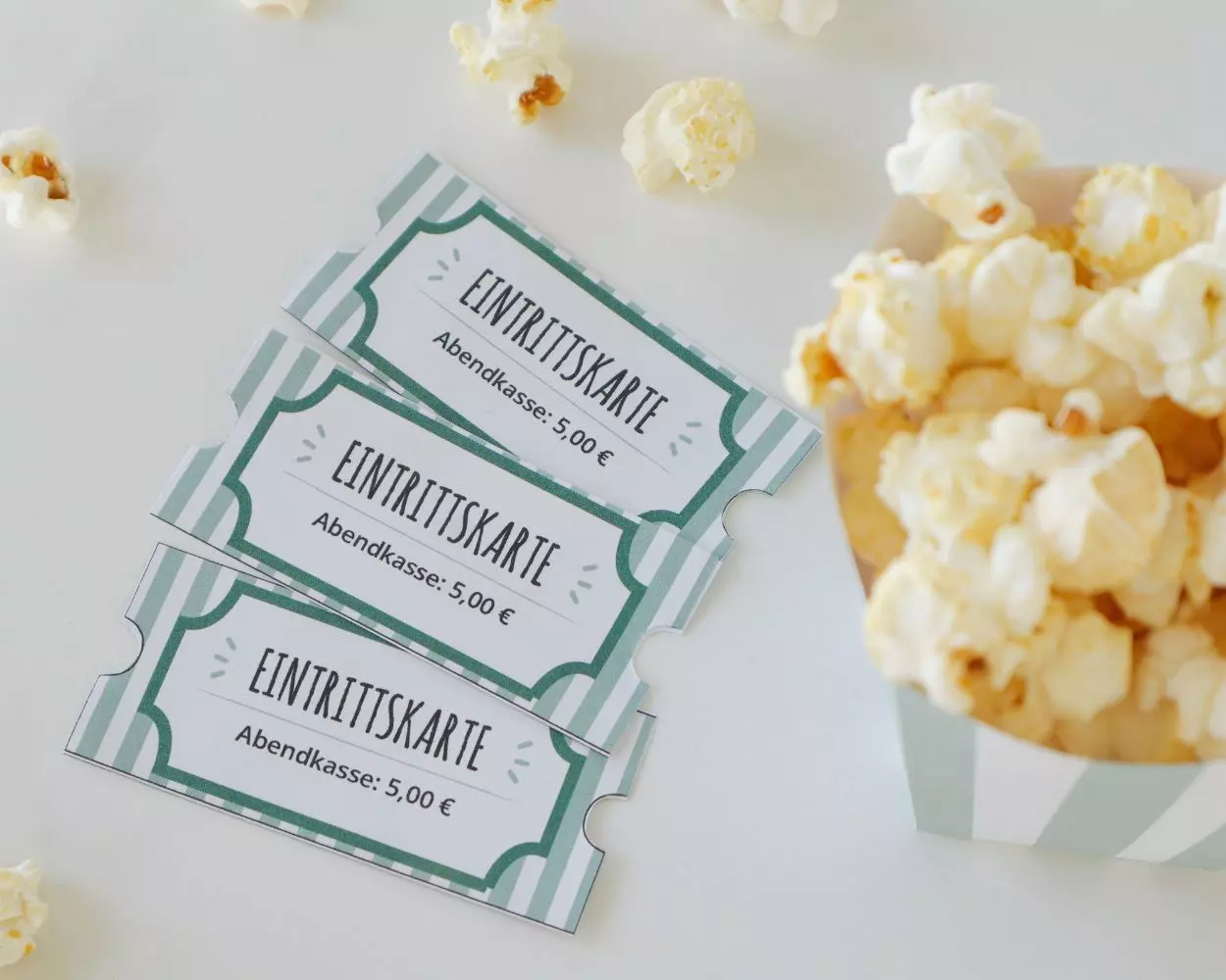 Make your own cinema tickets and popcorn bags - with free download