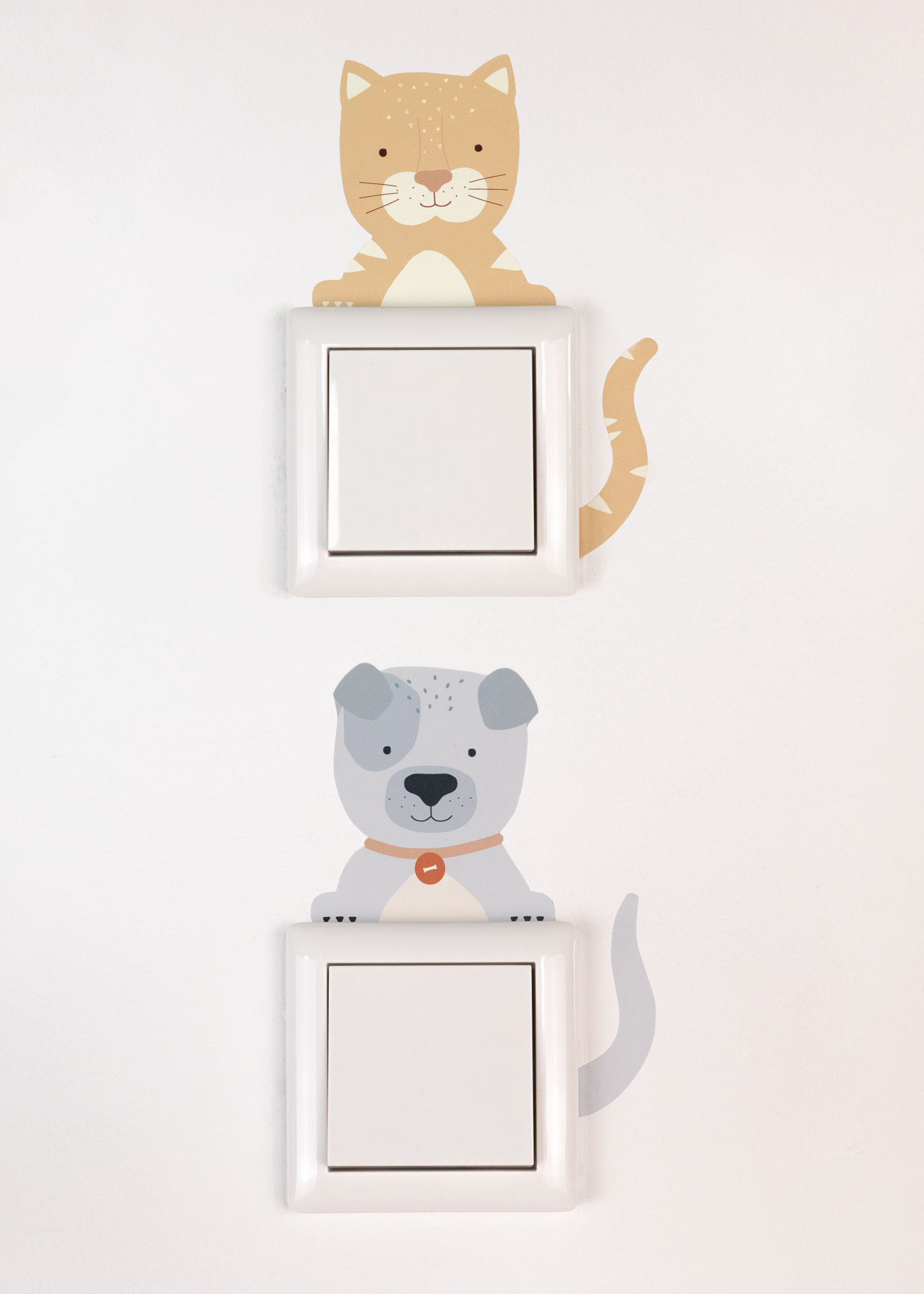 Lichtschalter Sticker mit Tiermotiv Einhorn und Hund und Katze Lichtschalter Sticker mit Tiermotiv Einhorn und Hund und Katze