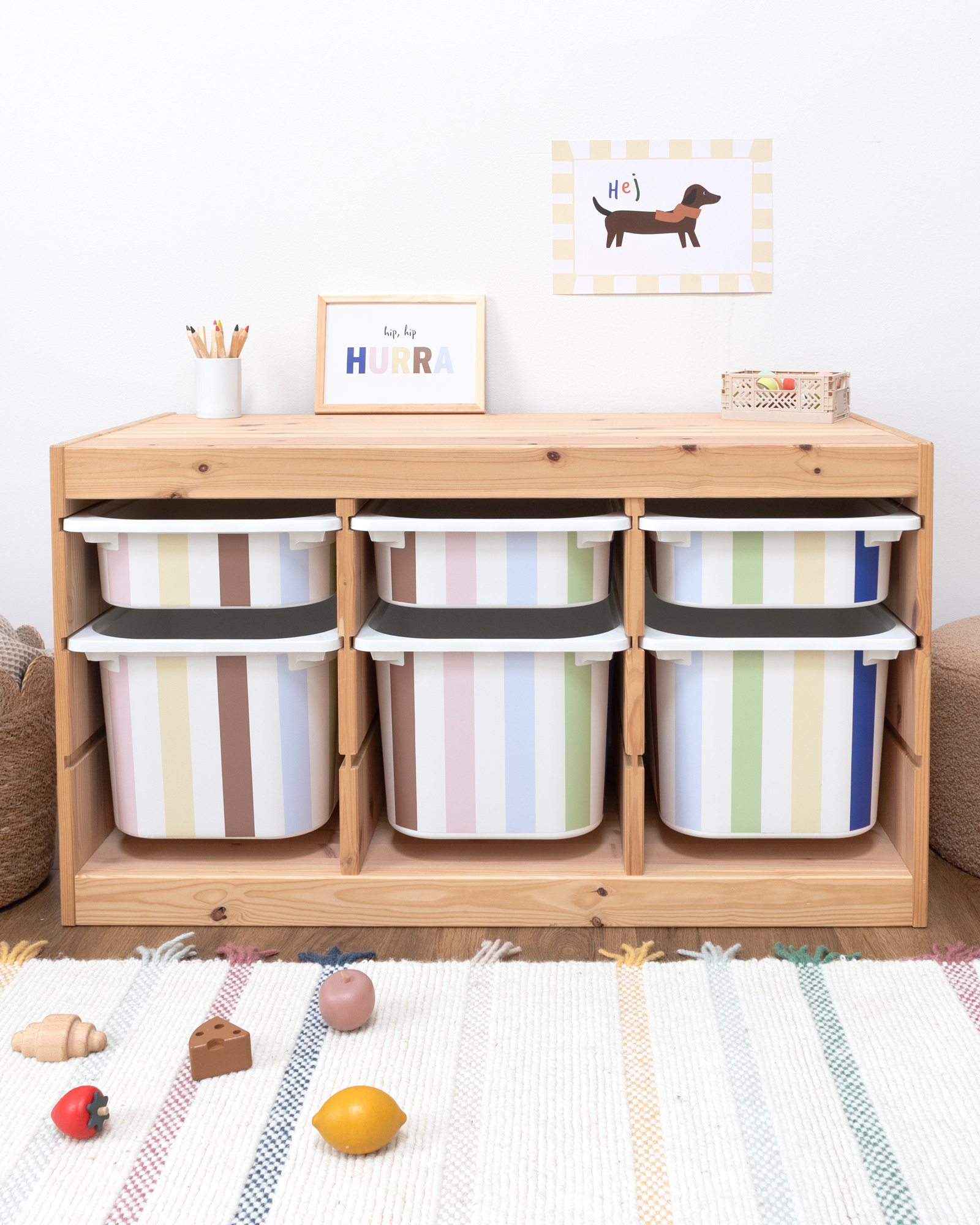 klebefolie ikea trofast box mittel kopfseite vichy streifig bunt 3er Set 0