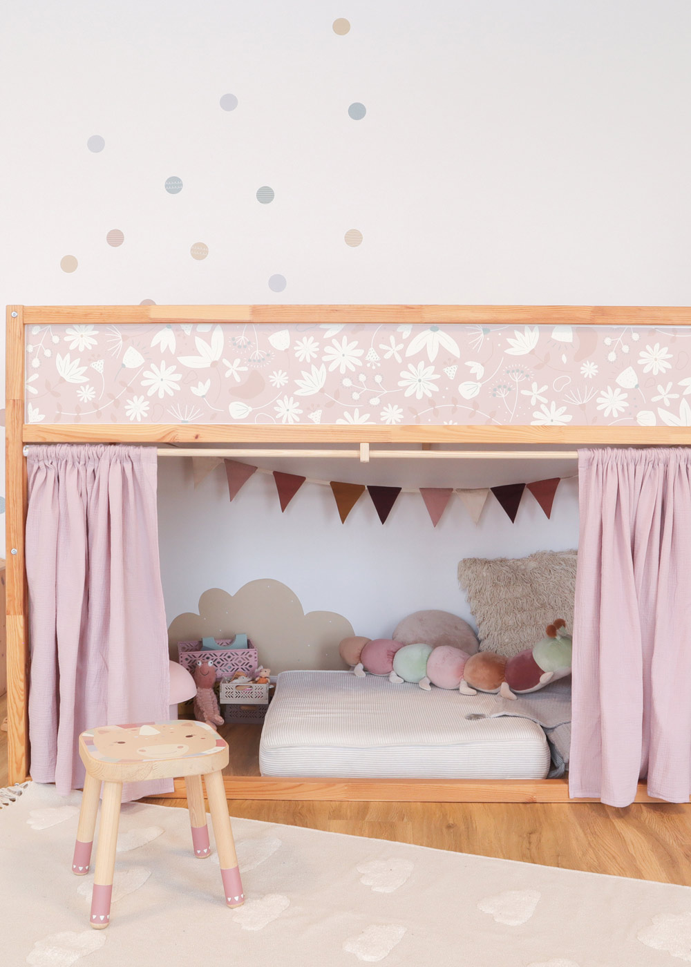 klebefolie ikea kura hochbett blumig blush 5er set 5