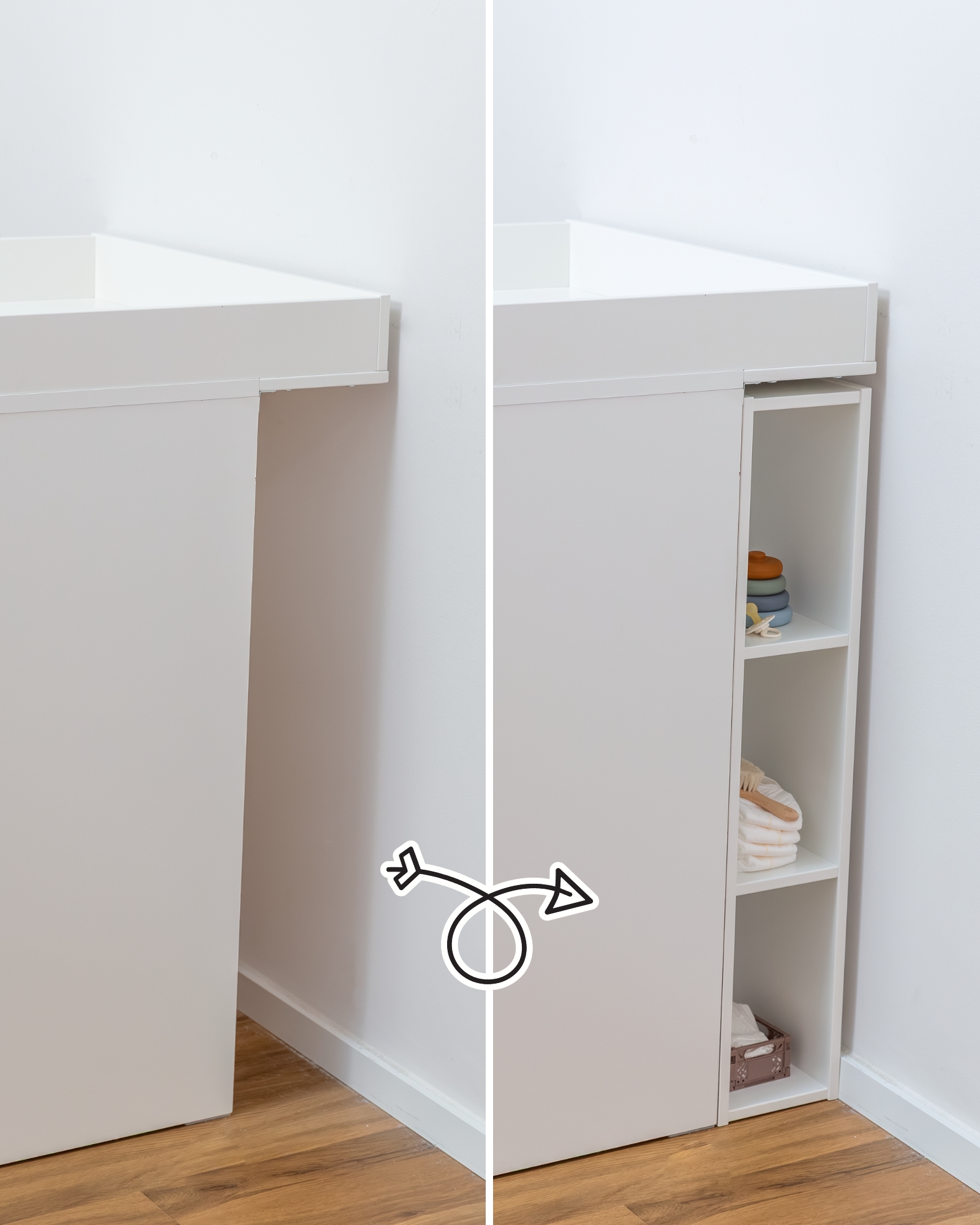 Kleiderschrank, Weiß, Wandmontiert, Schrank mit Regalen, Holzboden