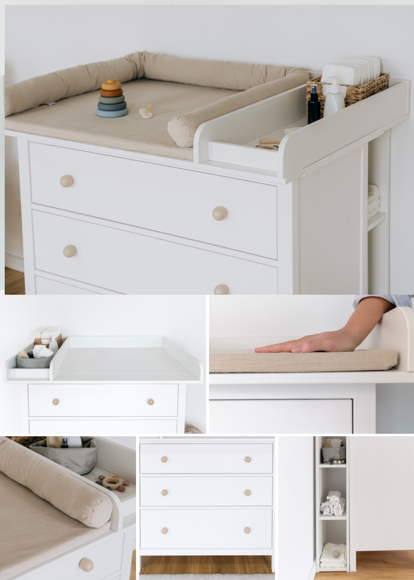 Set for IKEA HEMNES as changing unit in beige (6 products)