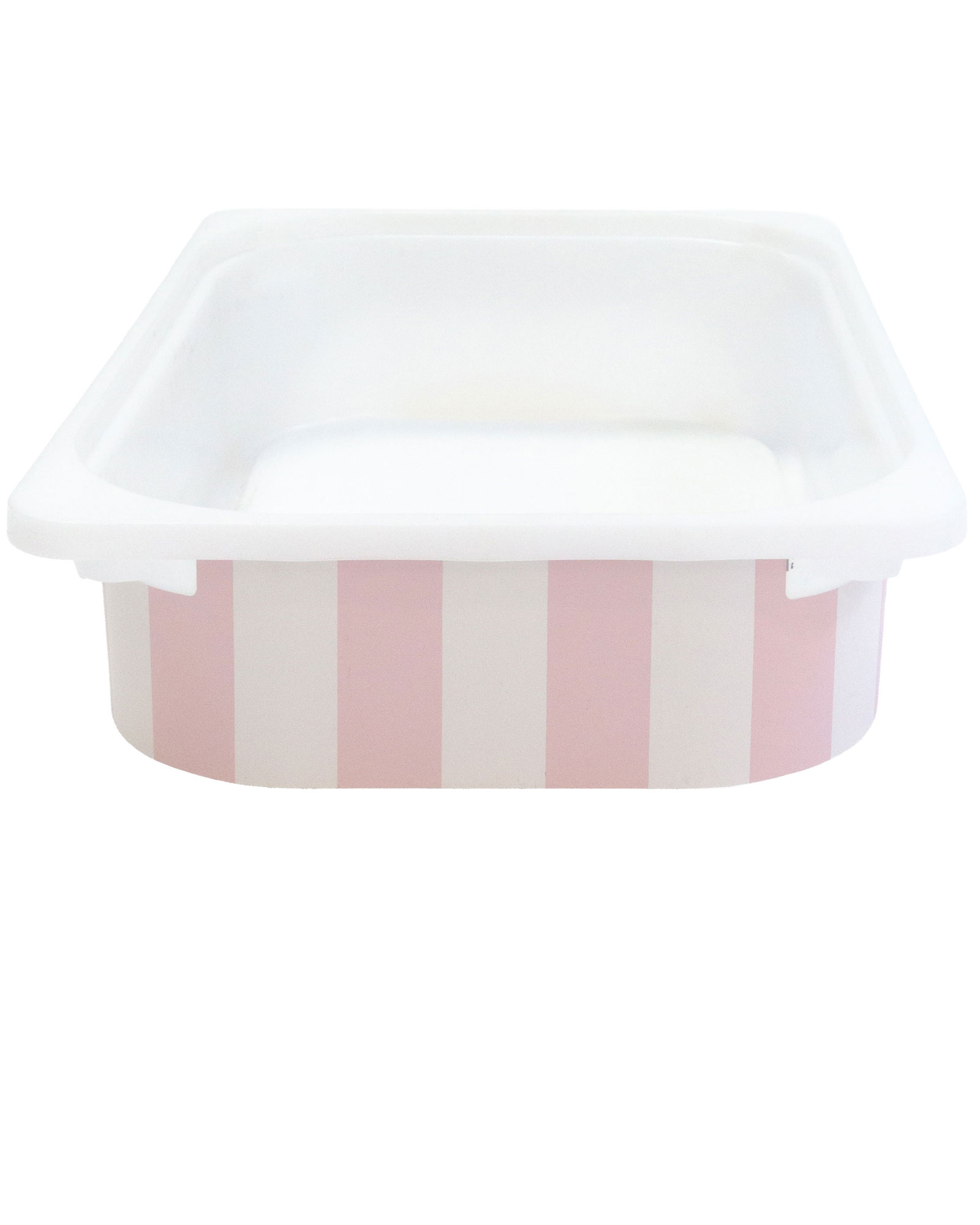 Plasticbehälter, Rechteckbehälter, rosa Streifen, Lebensmittelaufbewahrung, klarer Deckel