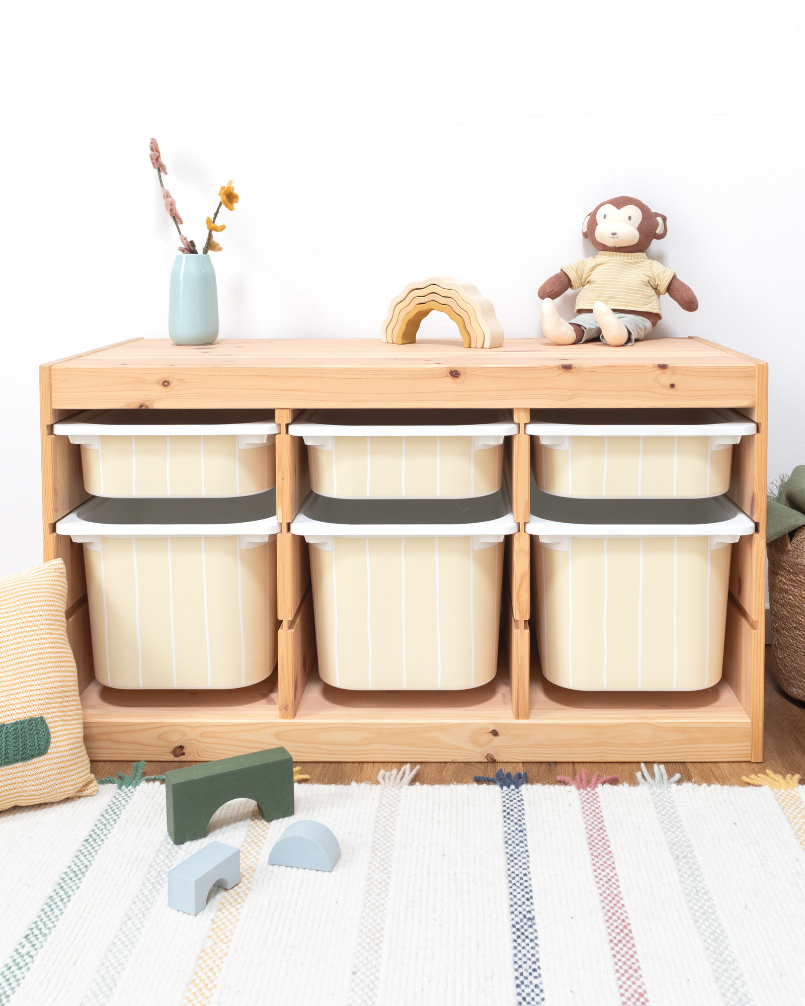 klebefolie ikea trofast box klein kopfseite linie buttergelb 0