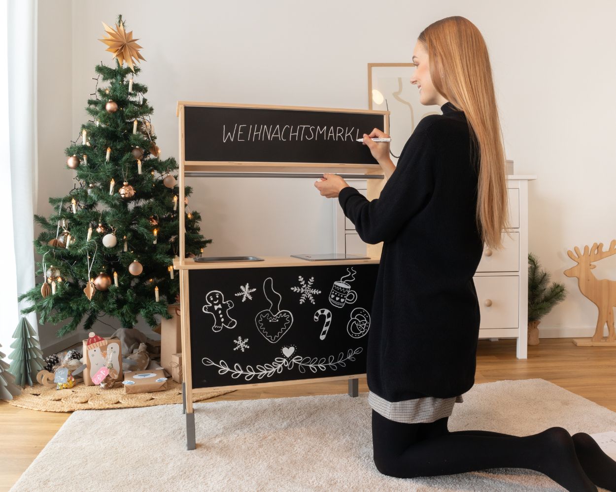 Tafelfolie für Weihnachtsmarktstand beschriften Tafelfolie für Weihnachtsmarktstand beschriften