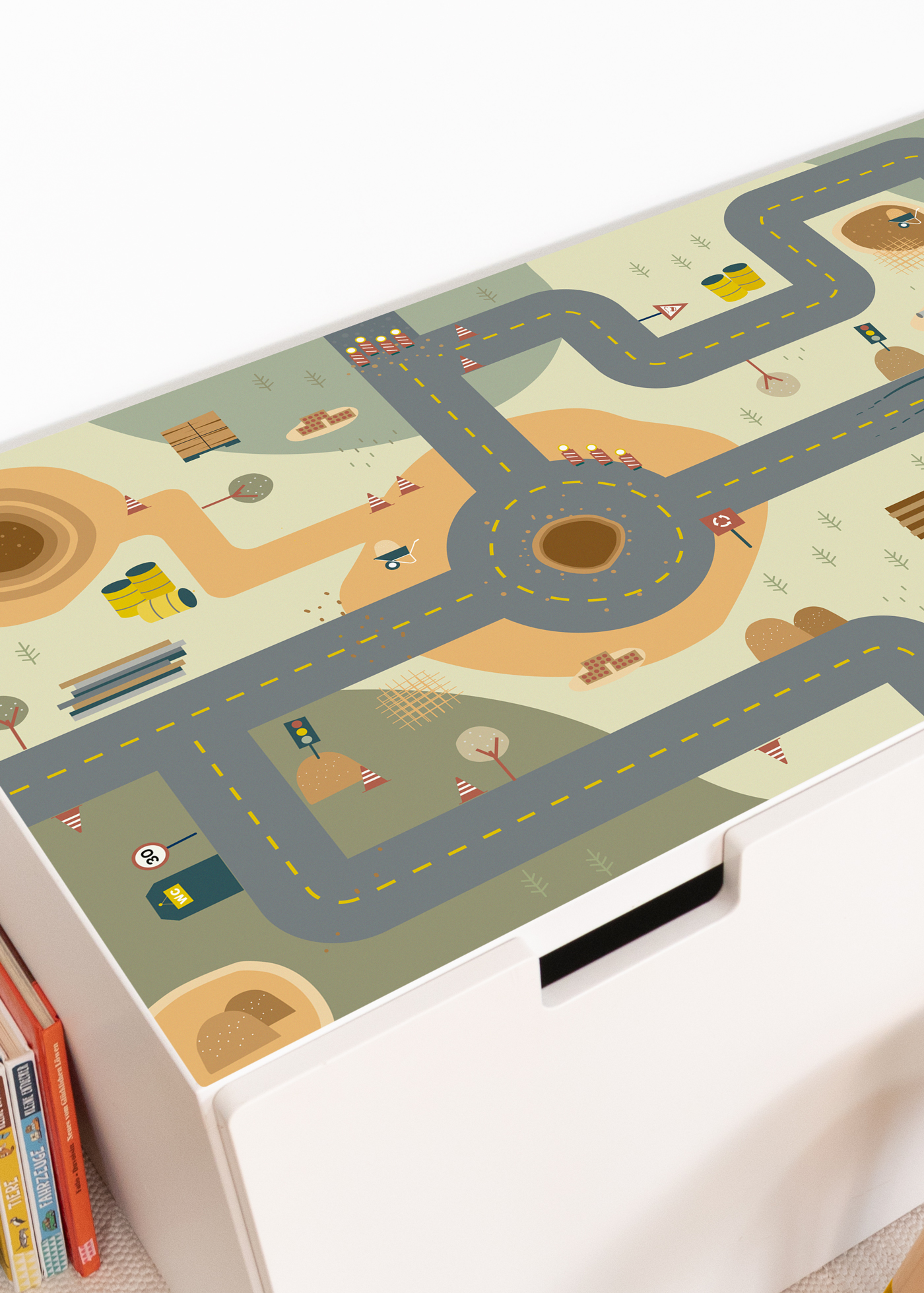 Spielstraße Klebefolie für IKEA Spieltisch aufpeppen Aufregende Baustellenmotiv Klebefolie für IKEA Spieltisch