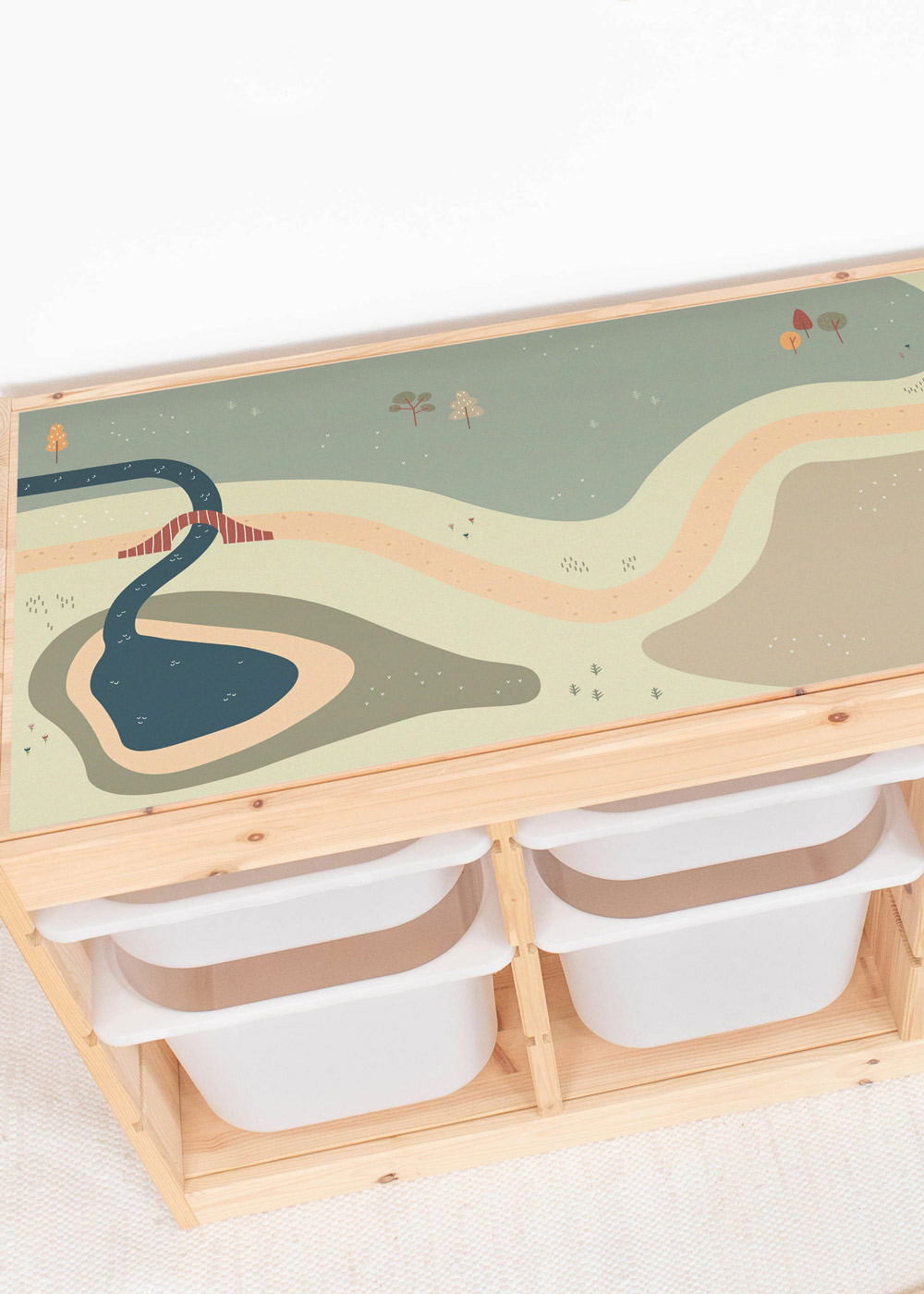 Klebefolie für Ikea Trofast Kinderzimmer Regal mit Wiese-Motiv Klebefolie für Ikea Trofast Kinderzimmer Regal mit Wiese-Motiv