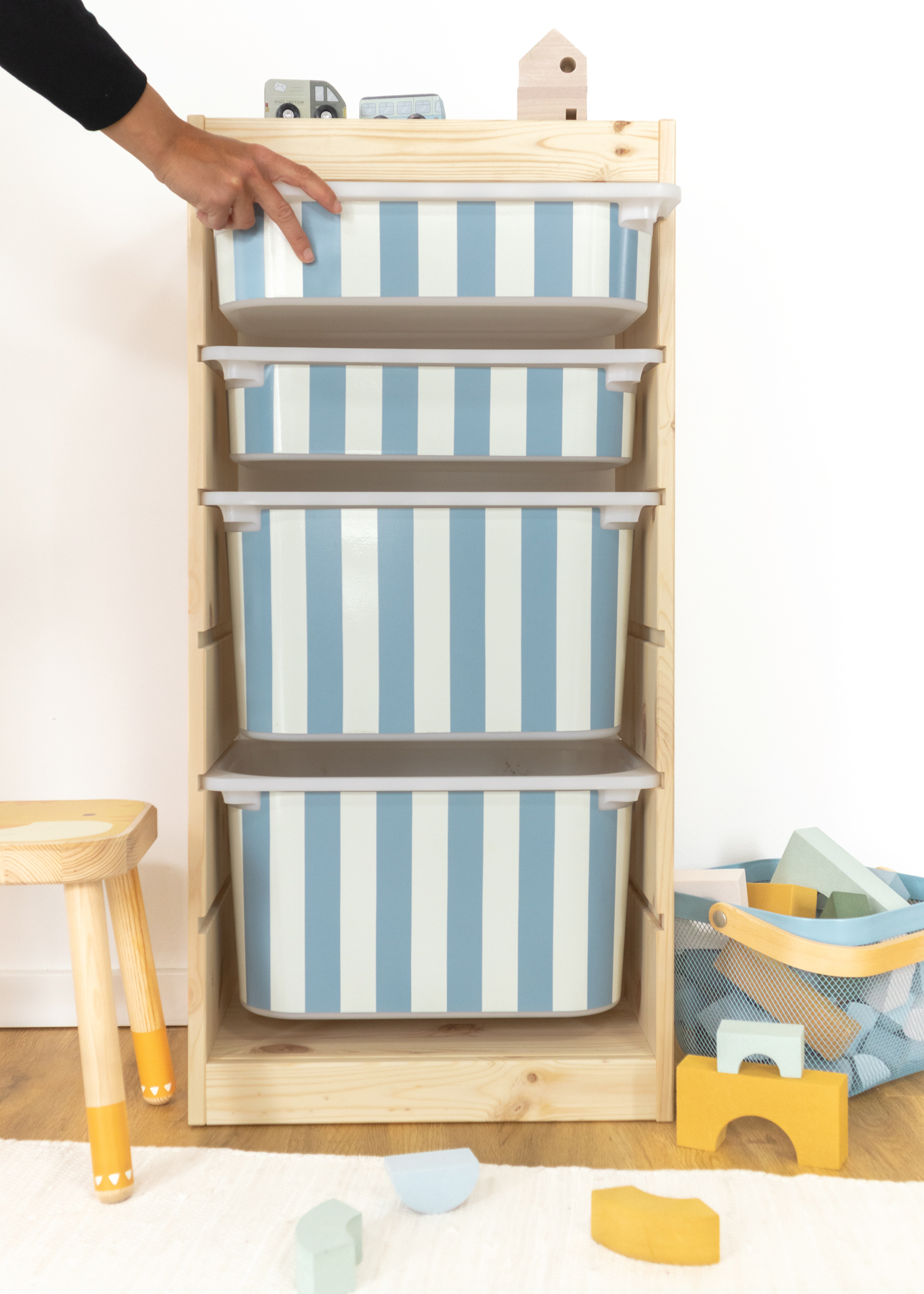 stickerset ikea trofast box klein laengsseite vichy streifig nordisch Blau 3 stickerset ikea trofast box klein laengsseite vichy streifig nordisch Blau
