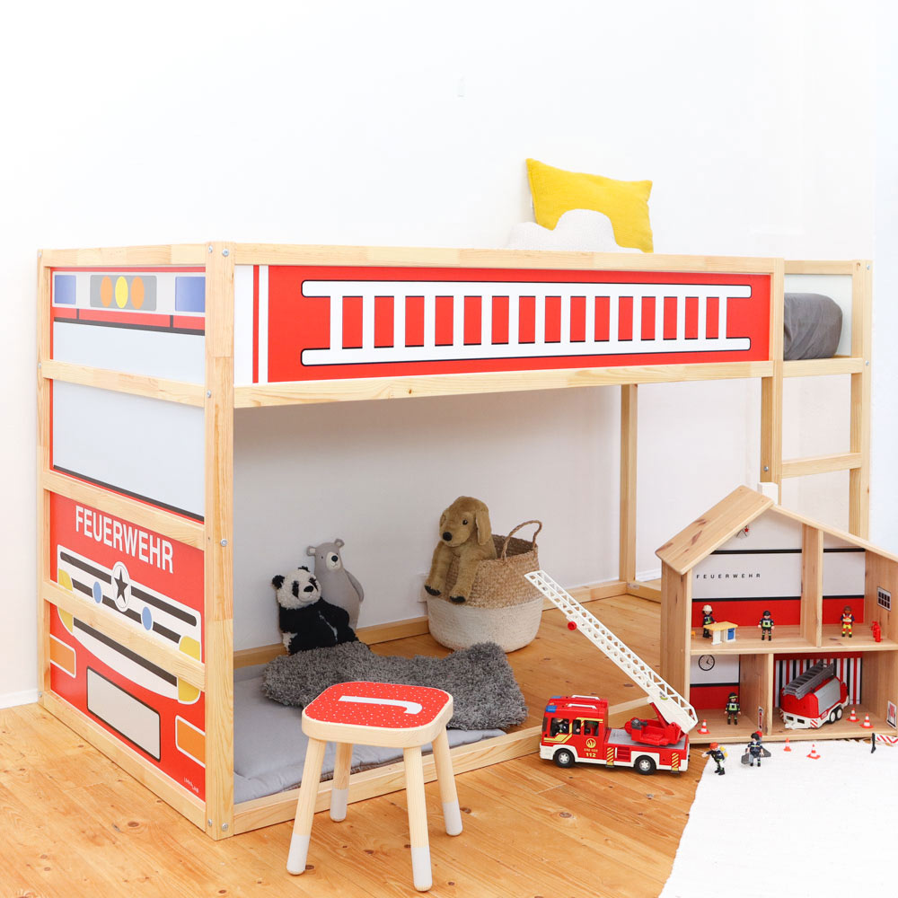 dekorationsfolie fuer ikea kura hochbett hack feuerwehr 2