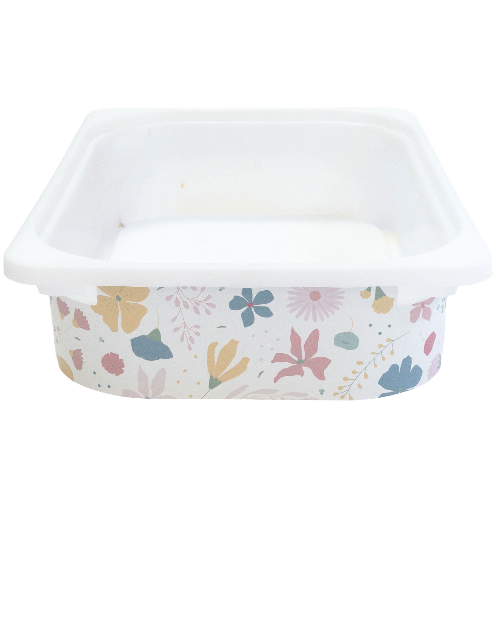 Babybadewanne, Kunststoff, weiß, Blumenmuster, rechteckig