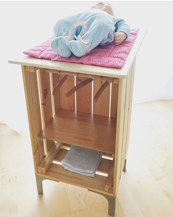 Puppenschrank selber bauen Innenansicht mit Puppe Puppenschrank selber bauen Innenansicht mit Puppe