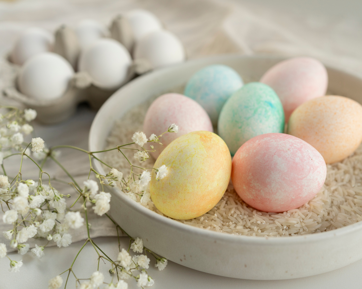 Colouring Easter eggs with children