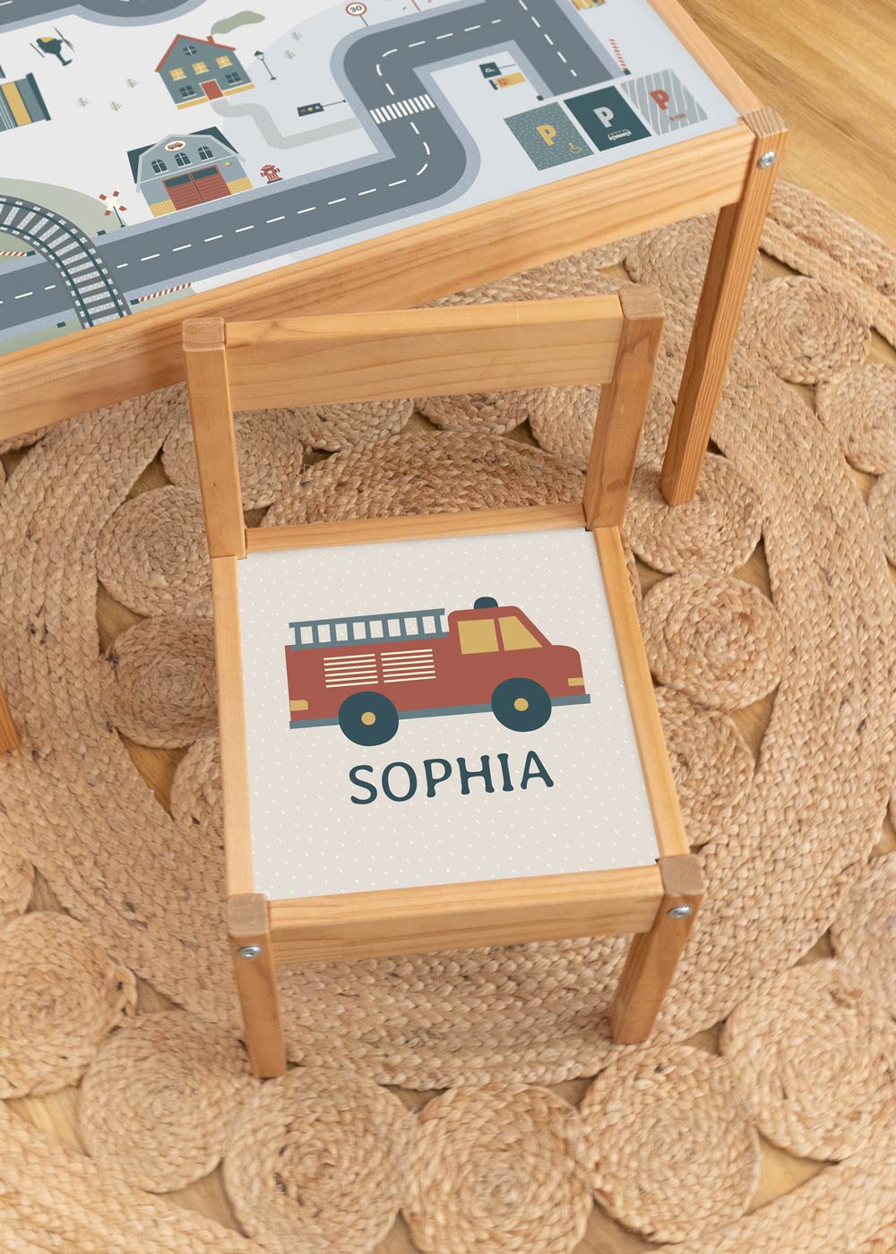 Feuerwehr Klebefolie für Ikea Lätt Kinderhocker personalisierbar Feuerwehr Klebefolie für Ikea Lätt Kinderhocker personalisierbar